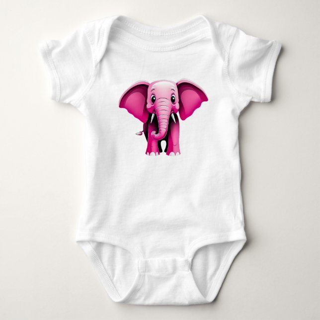 Rosa Elephant Baby Jersey Bodykostym T Shirt (Framsida)