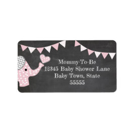 Rosa Elephant Baby Shower Adressetikett
