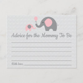 Rosa Elephant Baby Shower Advice for Mamma Cards Vykort