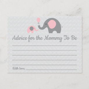 Rosa Elephant Baby Shower Advice for Mamma Cards Vykort