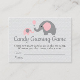 Rosa Elephant Baby Shower Candy Guessing Game Visitkort