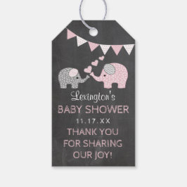 Rosa Elephant Baby Shower Chalk-Tack Presentetikett