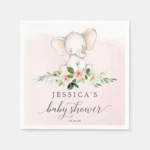Rosa Elephant Baby Shower Cocktail Napkin Pappersservett