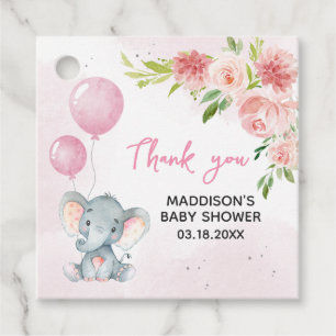 Rosa Elephant Baby Shower Gåvor Etiketter