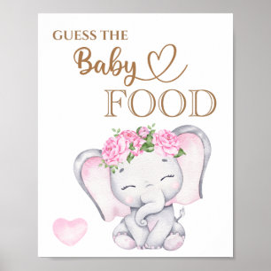 Rosa Elephant Baby Shower gissar Baby Food Poster