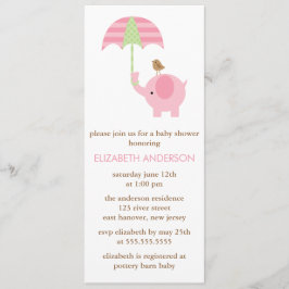 Rosa Elephant Baby Shower Inbjudningar
