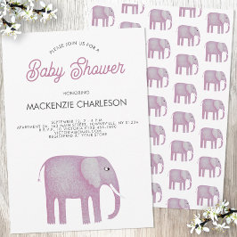 Rosa Elephant Baby Shower Inbjudningar