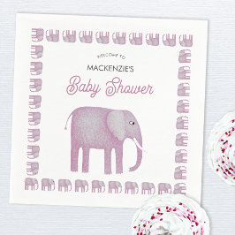 Rosa Elephant Baby Shower Pappersservett