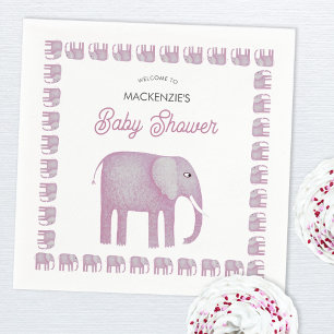 Rosa Elephant Baby Shower Pappersservett