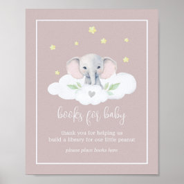 Rosa Elephant Baby Shower Sign Bokar för Baby Poster