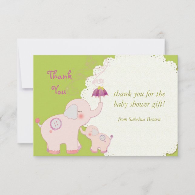 Rosa Elephant Baby Shower Tack (Framsida)