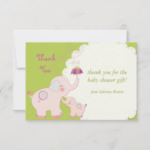 Rosa Elephant Baby Shower Tack Kort