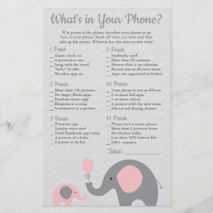 Rosa Elephant Baby Shower What's in Your Mobil Flygblad