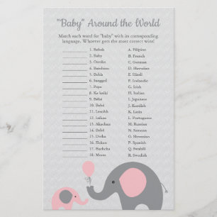 Rosa Elephant Baby Värld runt Translation Flygblad