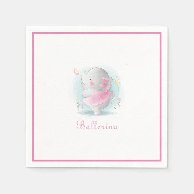 Rosa Elephant Ballerina Dancing Script Simple Cute Pappersservett (Framsidan)