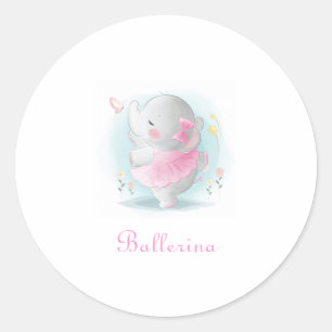 Rosa Elephant Ballerina i Rosa Tutu Script Baby Runt Klistermärke