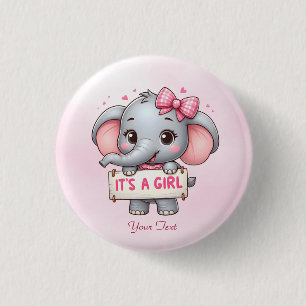 Rosa Elephant Button Knapp