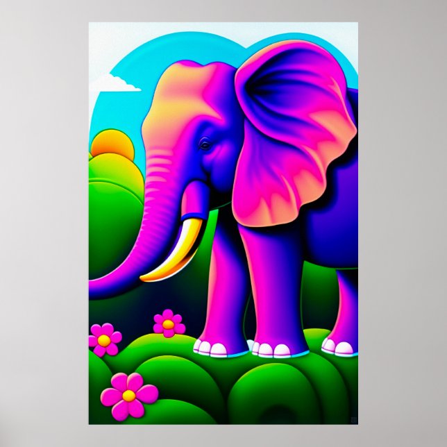 Rosa Elephant - Canvas Art Print Poster (Framsidan)