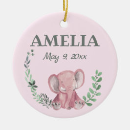 Rosa Elephant Ceramic Ornament
