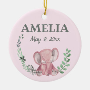 Rosa Elephant Ceramic Ornament