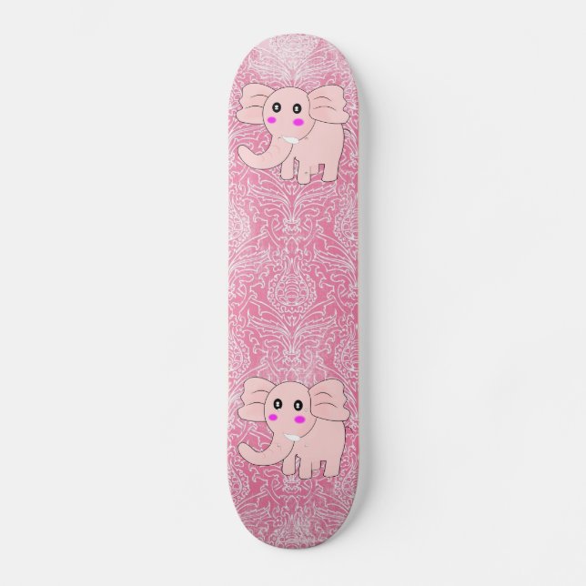 Rosa Elephant Damask Old School Skateboard Bräda 21,6 Cm (Framsida)