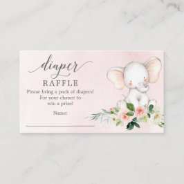 Rosa Elephant Diaper Raffle Baby Shower Card Tilläggskort