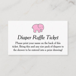 Rosa Elephant Diaper Raffle Biljett Tilläggskort
