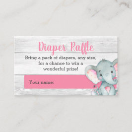 Rosa Elephant Diaper Raffle Cards Tilläggskort