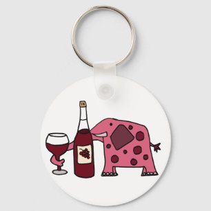 Rosa Elephant Drinking Vin Nyckelring
