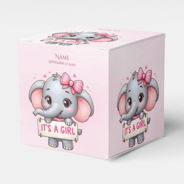 Rosa Elephant Favor Box Presentaskar (Framsidan Sidan)