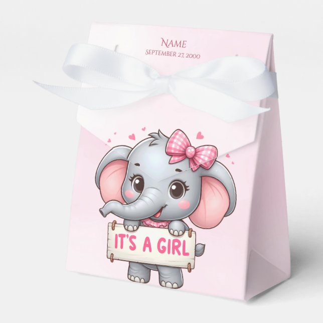 Rosa Elephant Favor Box Presentaskar (Framsidan Sidan)