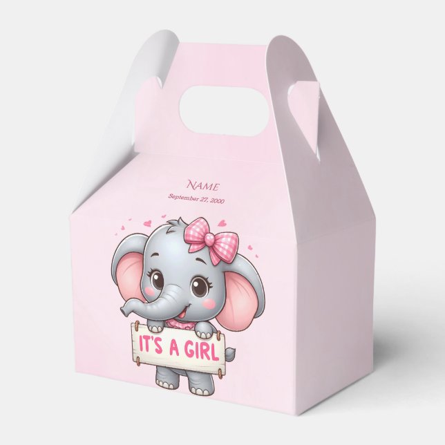 Rosa Elephant Favor Box Presentaskar (Framsidan Sidan)