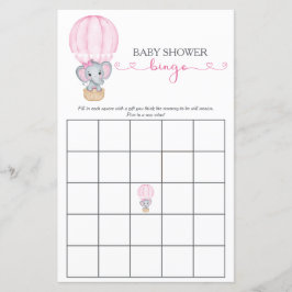 Rosa Elephant Flicka Shower Bingo Game