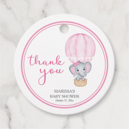 Rosa Elephant Flicka Shower Gåvor Etiketter