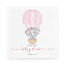 Rosa Elephant Flicka Shower Pappersservett