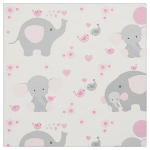 Rosa Elephant Flicka Tyg