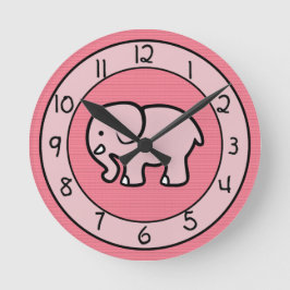 Rosa Elephant for Girls Bedroom Rund Klocka