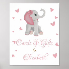 Rosa Elephant Gifts & Cards Baby Shower-skylt Poster