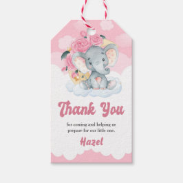 Rosa Elephant Girl Baby Shower Favor Gift Märkre Presentetikett
