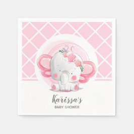 Rosa Elephant Girl Baby Shower Pappersservett