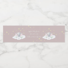 Rosa Elephant Girl Baby Shower Vattenflaska Labels Vattenflaskor Etikett