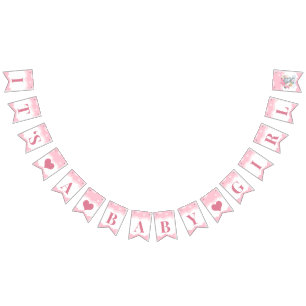 Rosa Elephant Girl Baby Shower Vimplar