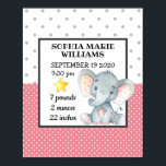 Rosa Elephant Girl Birthday Stats Personlig Poster<br><div class="desc">Rosa Elephant Girl Birthday Stats Personlig</div>