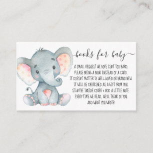 Rosa Elephant Girl Bok - begäran om babyskor Tilläggskort