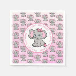 Rosa Elephant Girl's Baby Shower Pappersservett