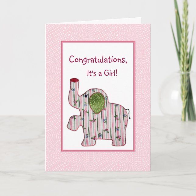 Rosa Elephant Grattiss Det är ett flickkort Kort (Framsida)