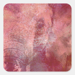 Rosa Elephant Grunge Fyrkantigt Klistermärke