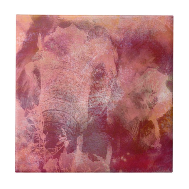Rosa Elephant Grunge Kakelplatta (Framsidan)