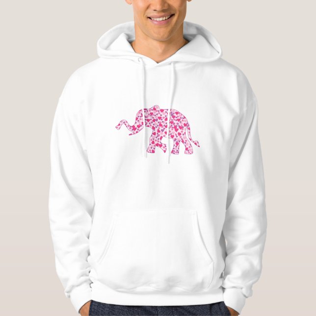 Rosa Elephant Hearts Hoodie (Framsida)