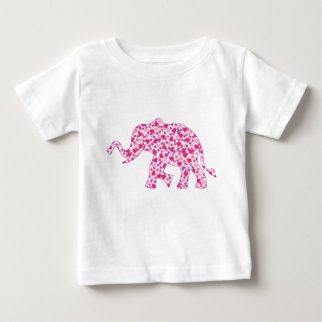 Rosa Elephant Hearts T Shirt (Framsida)